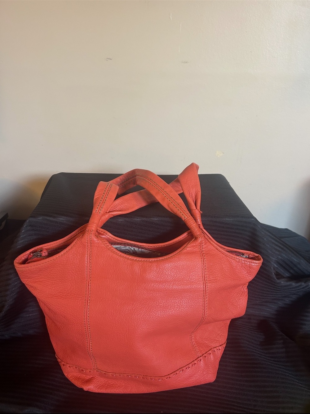 The Sak Orange Pebbled Leather Tote Shoulder Bag